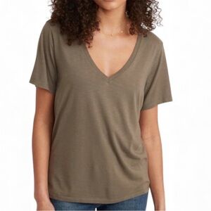 Marine Layer Boyfriend V Neck Olive Green Short Sleeve Top Women’s Size Medium